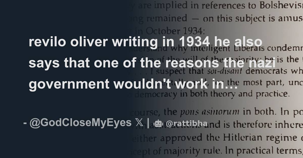 revilo oliver writing in 1934 - Thread from Nightmare Vision ...