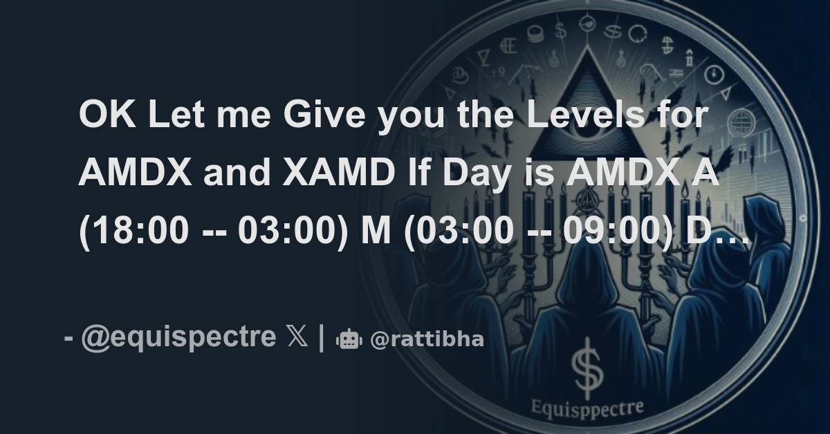 Ok let me give you the levels for amdx and xamd if day is amdx a 18 00