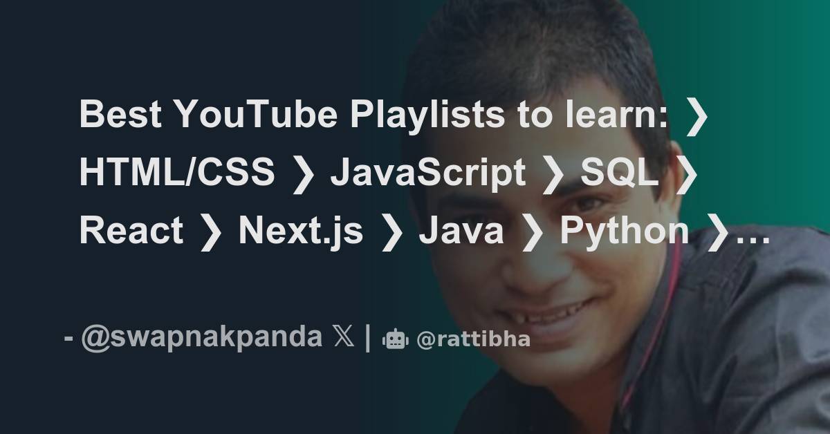 Best YouTube Playlists to learn: HTML/CSS https://t.co/JvXbv6grt5 ...
