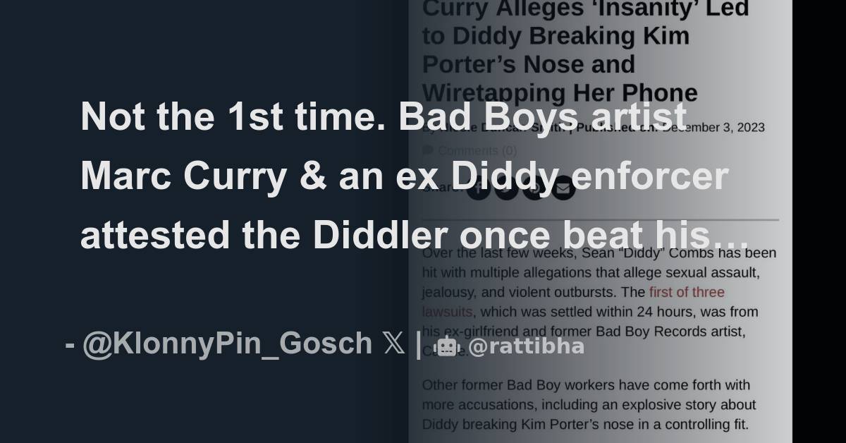 Not the 1st time. Bad Boys artist Marc Curry & an ex Diddy enforcer