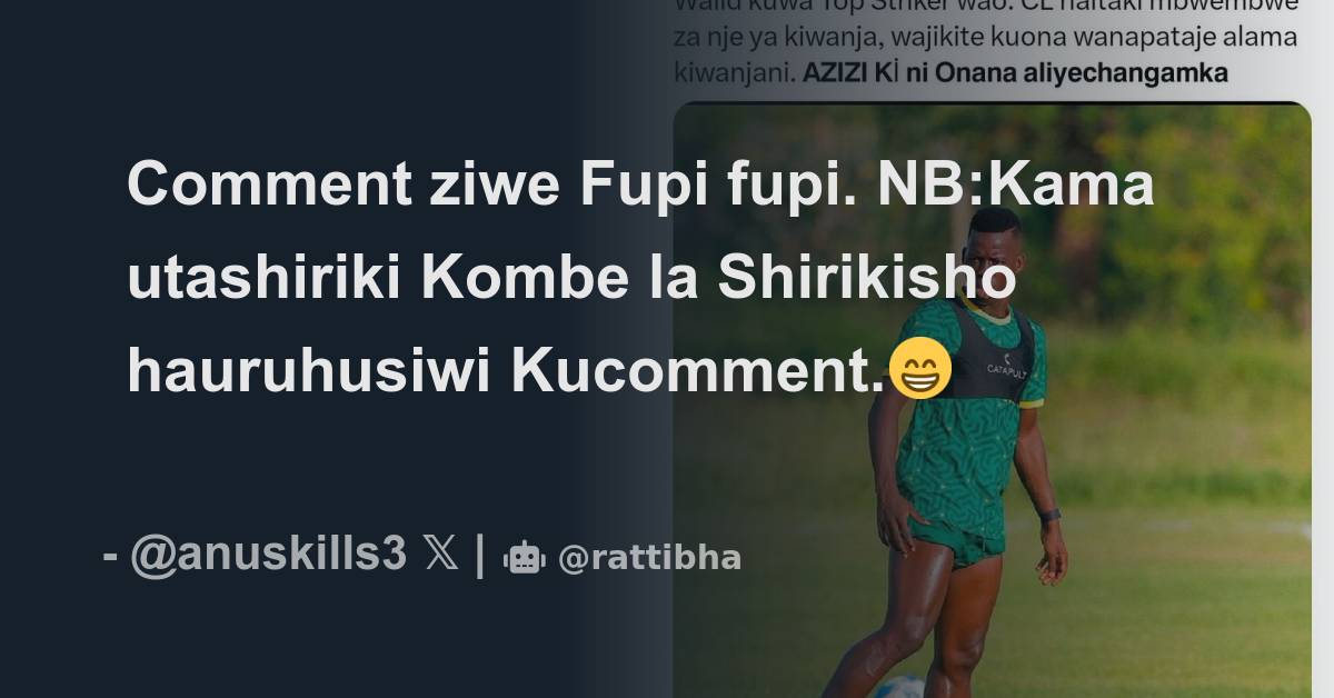 Comment Ziwe Fupi Fupi. NB:Kama Utashiriki Kombe La Shirikisho ...