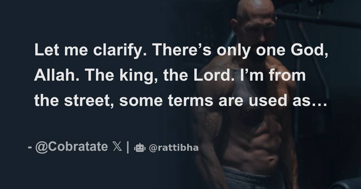 Let me clarify there s only one god allah the king the lord i m