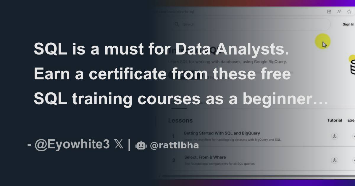 Sql is a must for data analysts earn a certificate from these free sql