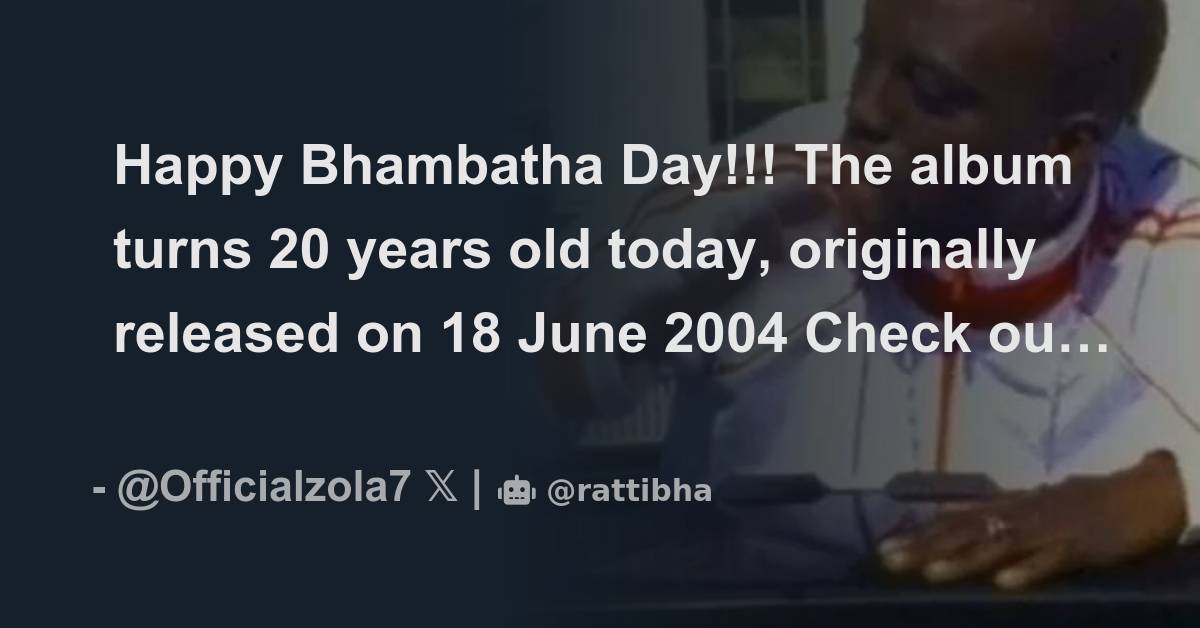 Happy Bhambatha Day!!! The album turns 20 years old today, originally ...