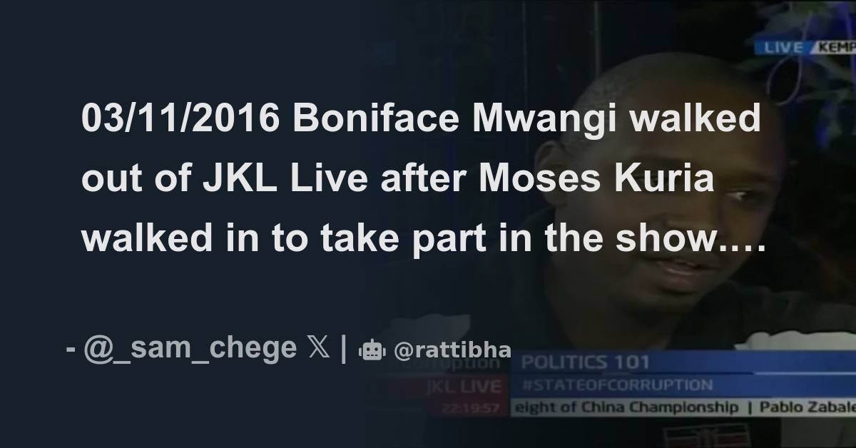 03/11/2016 Boniface Mwangi walked out of JKL Live after Moses Kuria