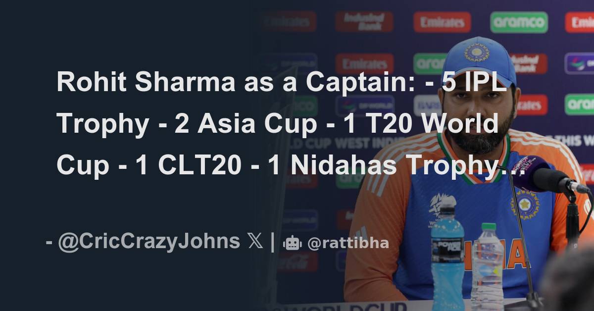 Rohit Sharma as a Captain: - 5 IPL Trophy - 2 Asia Cup - 1 T20 World ...