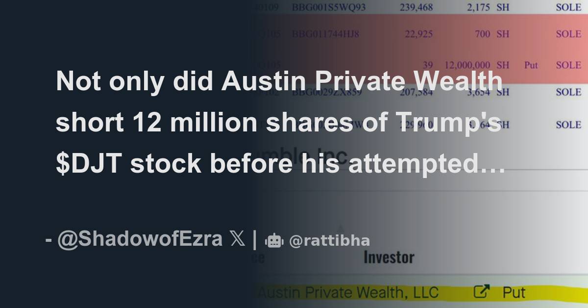 Not Only Did Austin Private Wealth Short 12 Million Shares Of Trump's ...