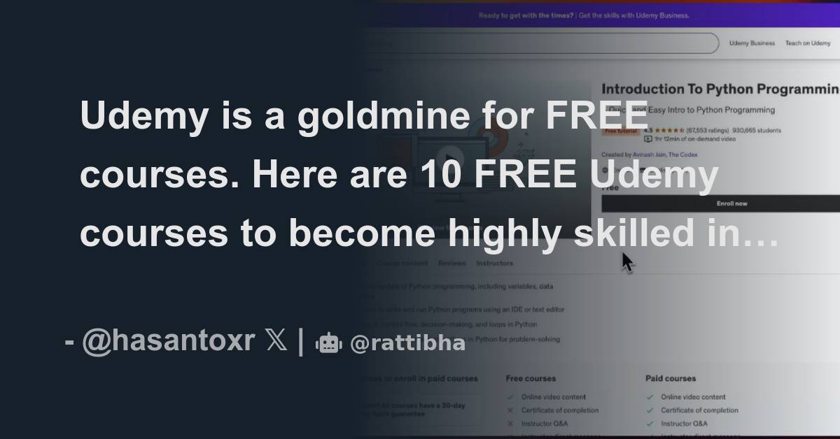 Udemy is a goldmine for FREE courses. Here are 10 FREE Udemy courses to ...