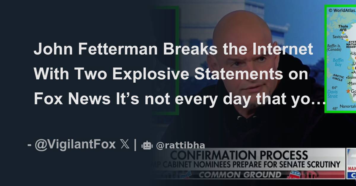John Fetterman Breaks the With Two Explosive Statements on Fox